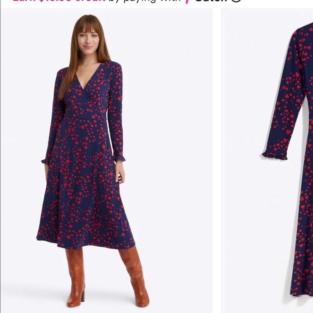 Draper James size XL faux wrap midi jersey dress